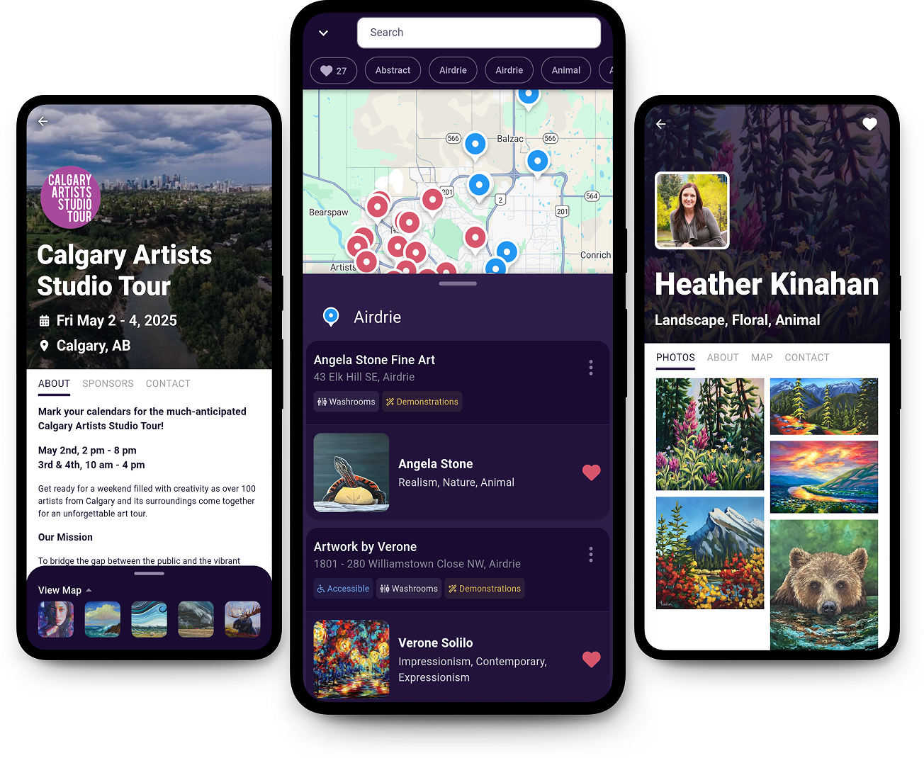 Screens from the Toureka studio tour experience.